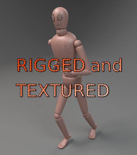 Wooden Character - rigged and textured preview image